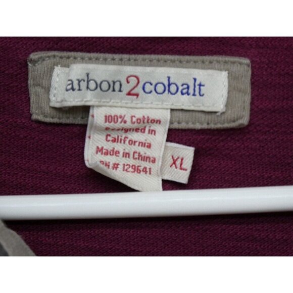 Carbon 2 Cobalt Mens‎ Polo Shirt Size XL Burgundy Grey Trim Short Sleeve - Picture 7 of 10